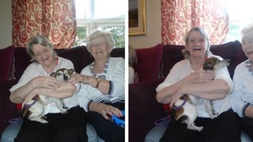 Residents are smiling from ear to ear as a furry friend visits Stockport care home