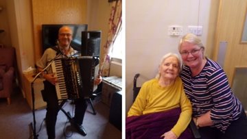 Accordion player entertains Residents at Roker care home