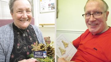Christmas card excitement at Maple Lodge care home