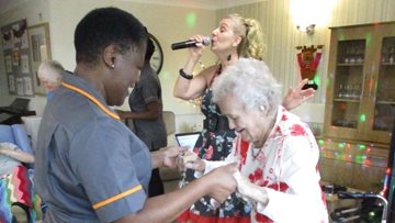 Residents put on their dancing shoes at Hinckley care home